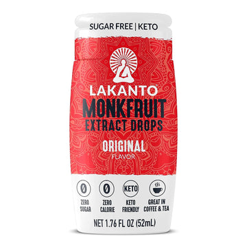 Lakanto Liquid Monk Fruit Extract Drops - Zero Calorie, Zero Sugar, Keto Drink Sweetener, Sugar Substitute, On the Go, T