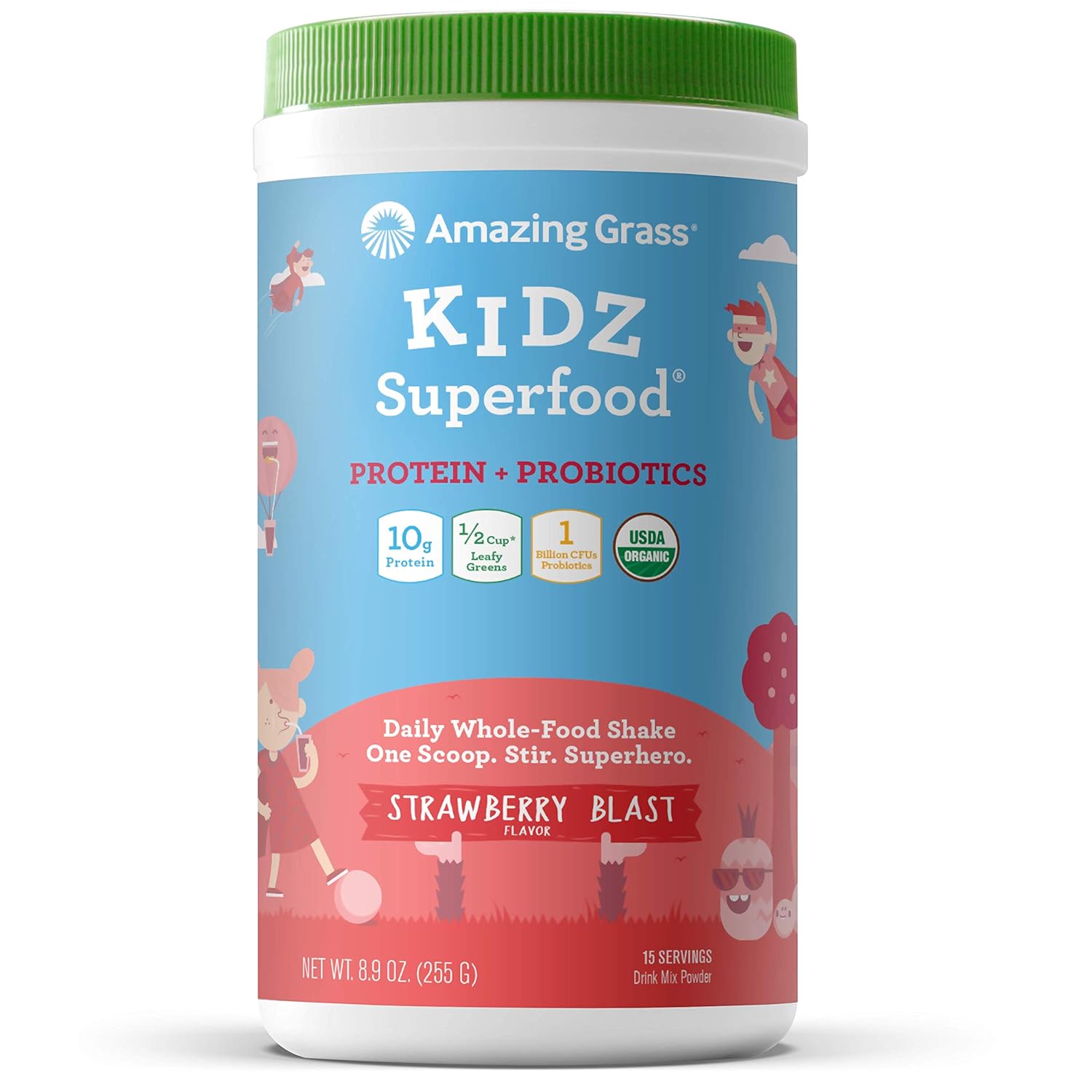 Amazing Grass Kidz Superfood: Vegan Protein & Probiotics For Kids With
