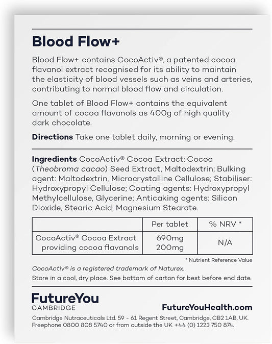 Blood Flow+ Supplements ? 28 Day Supply ? High Strength Cocoa Flavanol46 Grams