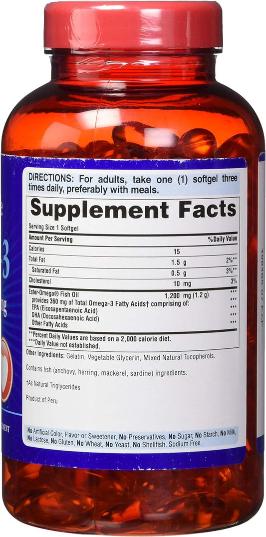 Puritan's Pride Omega-3 Fish Oil 1200mg, 200 softgels (13328)