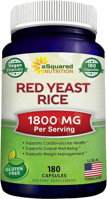 Asquared Nutrition Red Yeast Rice 1800Mg - Dietary Supplement Vegan Po