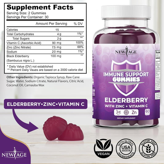 NEW AGE Immune System Support Gummies - Sambucus Black Elderberry Gumm