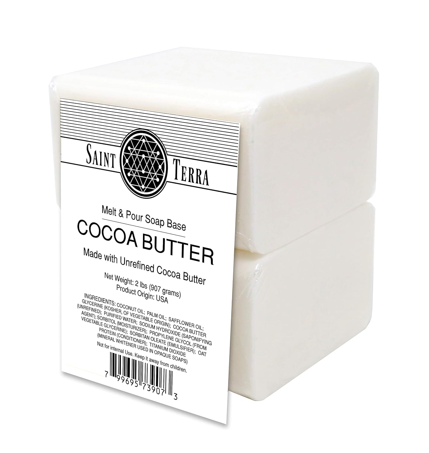 Saint Terra - Cocoa Butter Melt and Pour Soap Base, 2 Pounds