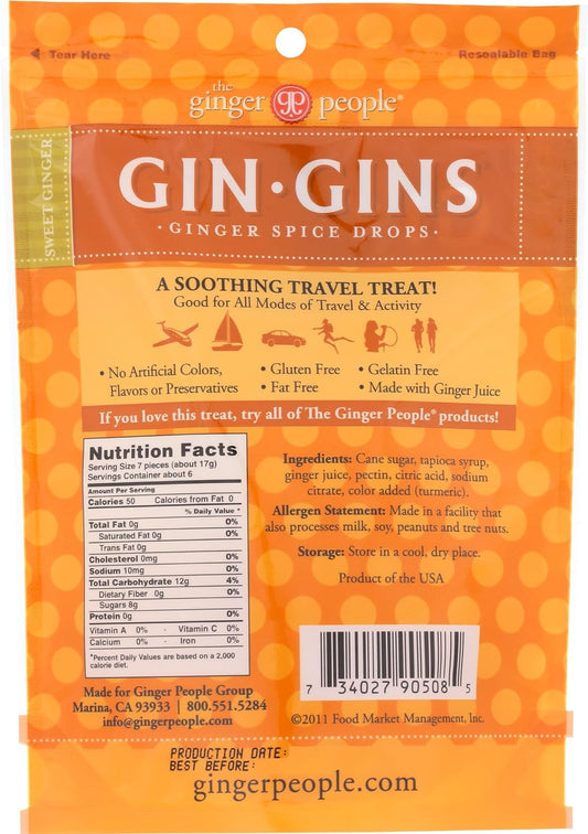 The Ginger People Gin Gins Drops, Ginger Spice, 3.5 Ounce