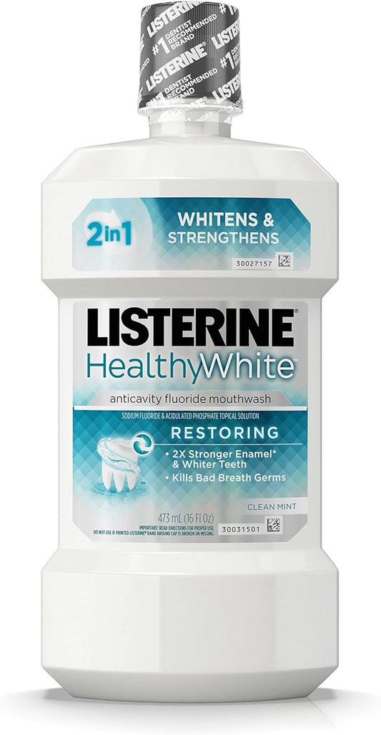 Listerine Whitening Plus Restoring Fluoride Rinse, Clean Min