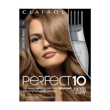 Clairol Nice'n Easy Perfect 10 Permanent Hair Dye, 7 Dark Blonde Hair Color, Pack of 1