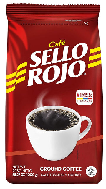 Café Sello Rojo Traditional Coffee | Smooth & Flavorful |No Bitter Aftertaste | 100% Colombian Medium Roast Ground Coffee | Café de Colombia | (Pack of 1)