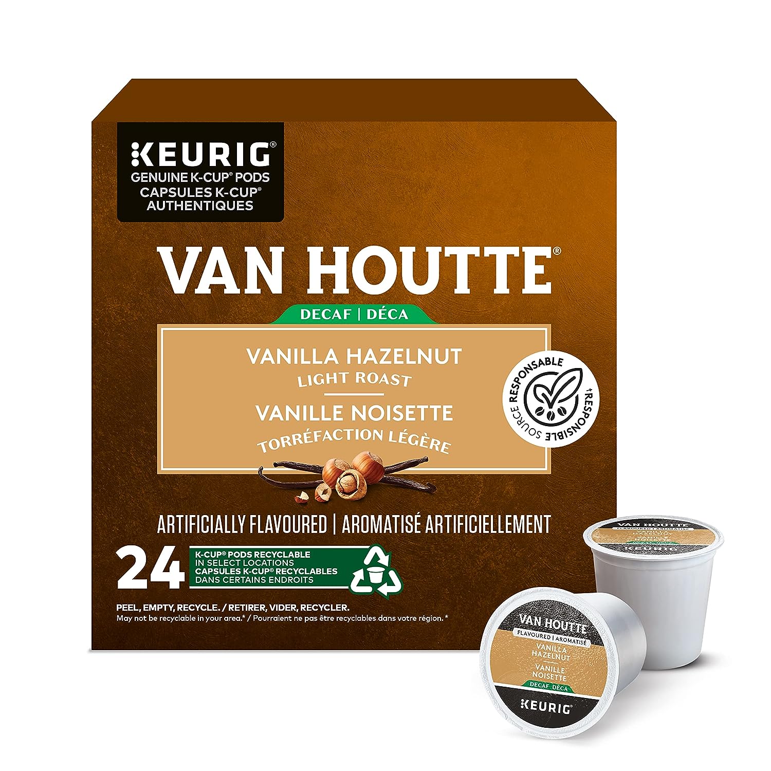 Van Houtte Vanilla Hazelnut Decaf K-Cups, 24-Count