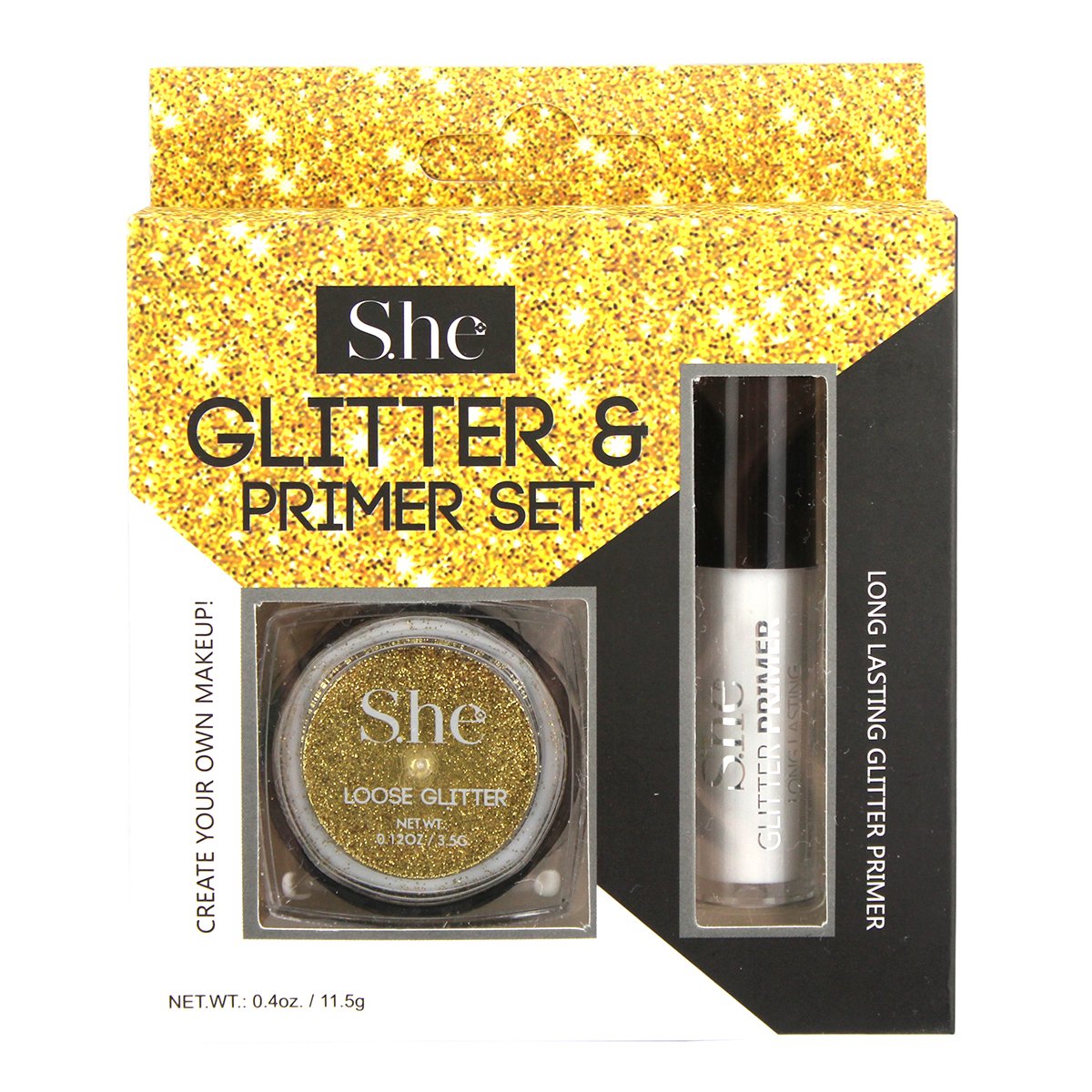 SHE Loose Glitter Primer Set (Gold, Silver) (Gold)