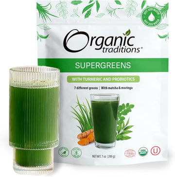 Organic Traditions Supergreens with Turmeric | Unflavored Organic Gree