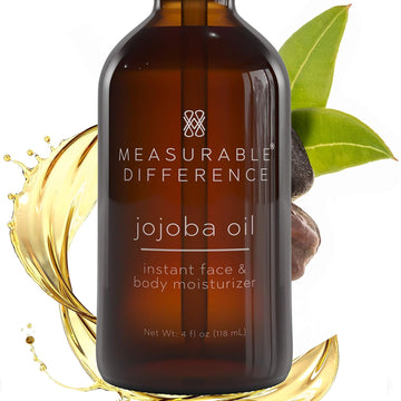 Measurable Difference Jojoba Oil Instant Face & Body Moisturizer, 4  - Cold Pressed & Refined - Rich Hydration for All Skin Type and Help Reduce Inammation and Irritation