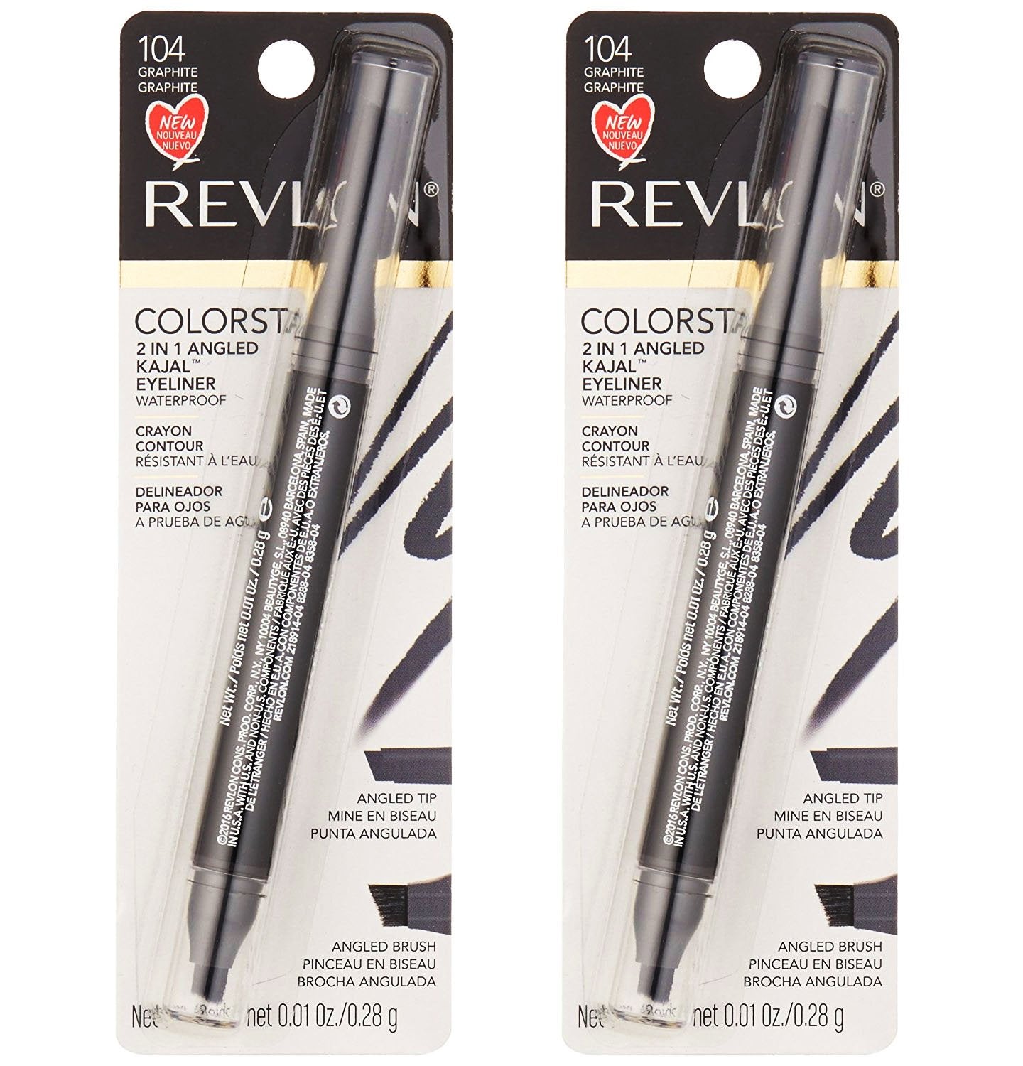 Revlon Colorstay 2 in 1 Angled Kajal Waterproof Eyeliner, 104 Graphite (Pack of 2)