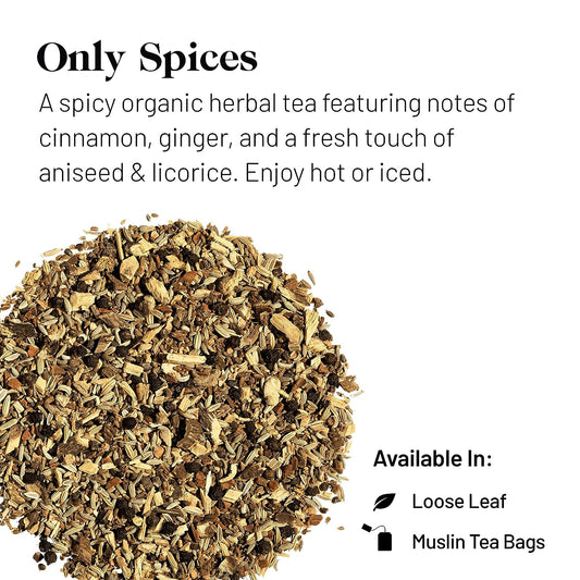 Kusmi Tea Only Spices -Loose Tea Tin - Spicy Organic Herbal Tea with Cinnamon, Aniseed, Ginger, Licorice, Fennel & More Spices - Caffeine Free - Enjoy Hot or Iced