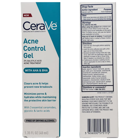 CeraVe Acne Treatment Bundle - Contains CeraVe Resurfacing Retinol Serum (1  ) & CeraVe Acne Control Gel (1.35  ) - With 3 Essential Ceramides, 2 Piece Set, 2.35