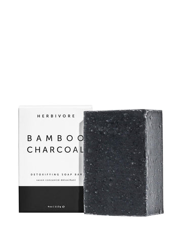 HERBIVORE Bamboo Charcoal Cleansing Bar Soap – Detoxifying Cleanser for Face & Body with Activated Charcoal Deeply Cleanses & Exfoliates, Suitable for All Skin Types, Vegan, 4