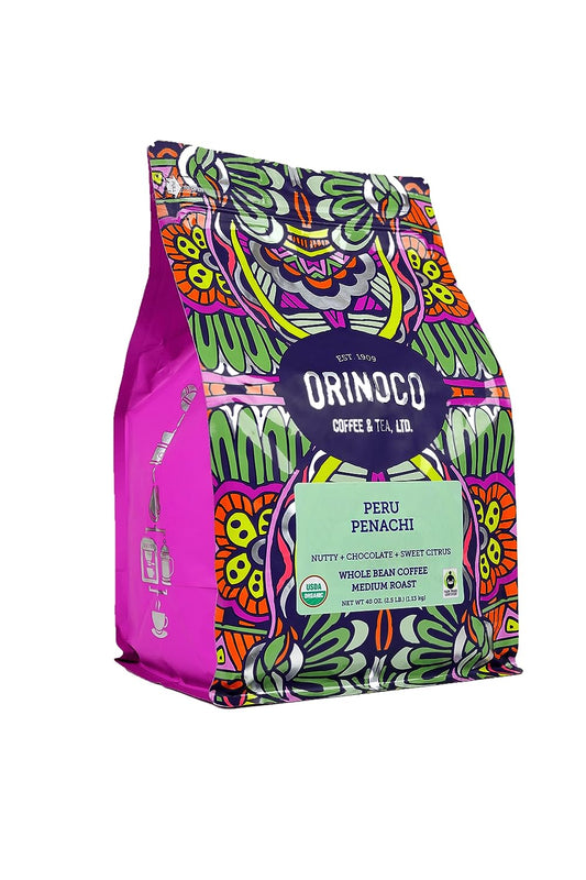 Orinoco Organic Fair Trade Peru  bag, Medium Roast, Whole Bean Coffee, 100% Organic Fair Trade Arabica beans