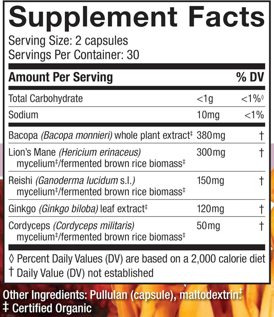 Host Defense, MycoBotanicals Brain Capsules, Promotes Concentration, M
