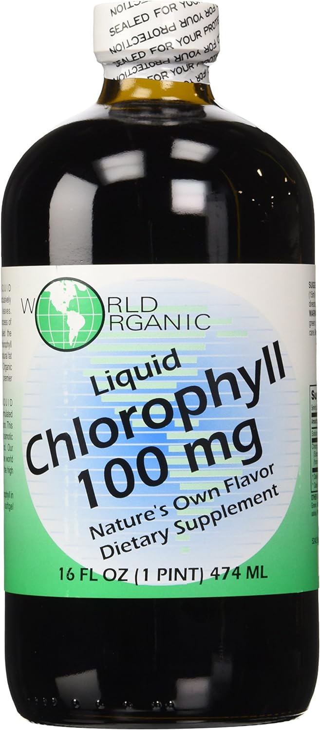 World Organics Chlorophyll Supplement Liquids, 100 mg, 16 Ounce, 16 Fl