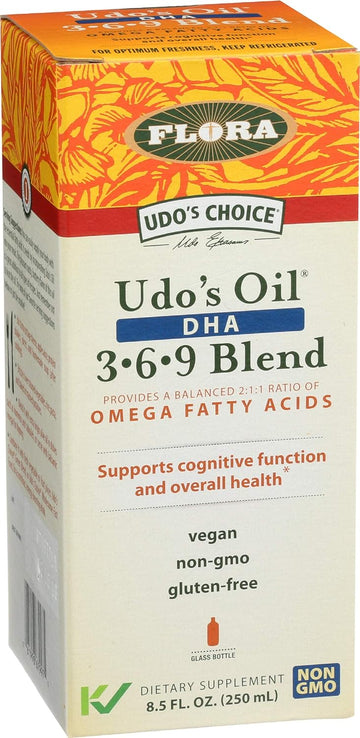 UDO?s Triple Omega 3-6-9 DHA Oil Blend, 8.5 oz - Non-GMO & Gluten Free