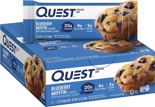 Quest Nutrition Blueberry Muffin Protein Bars, High Protein, Low Carb,1.59 Pounds