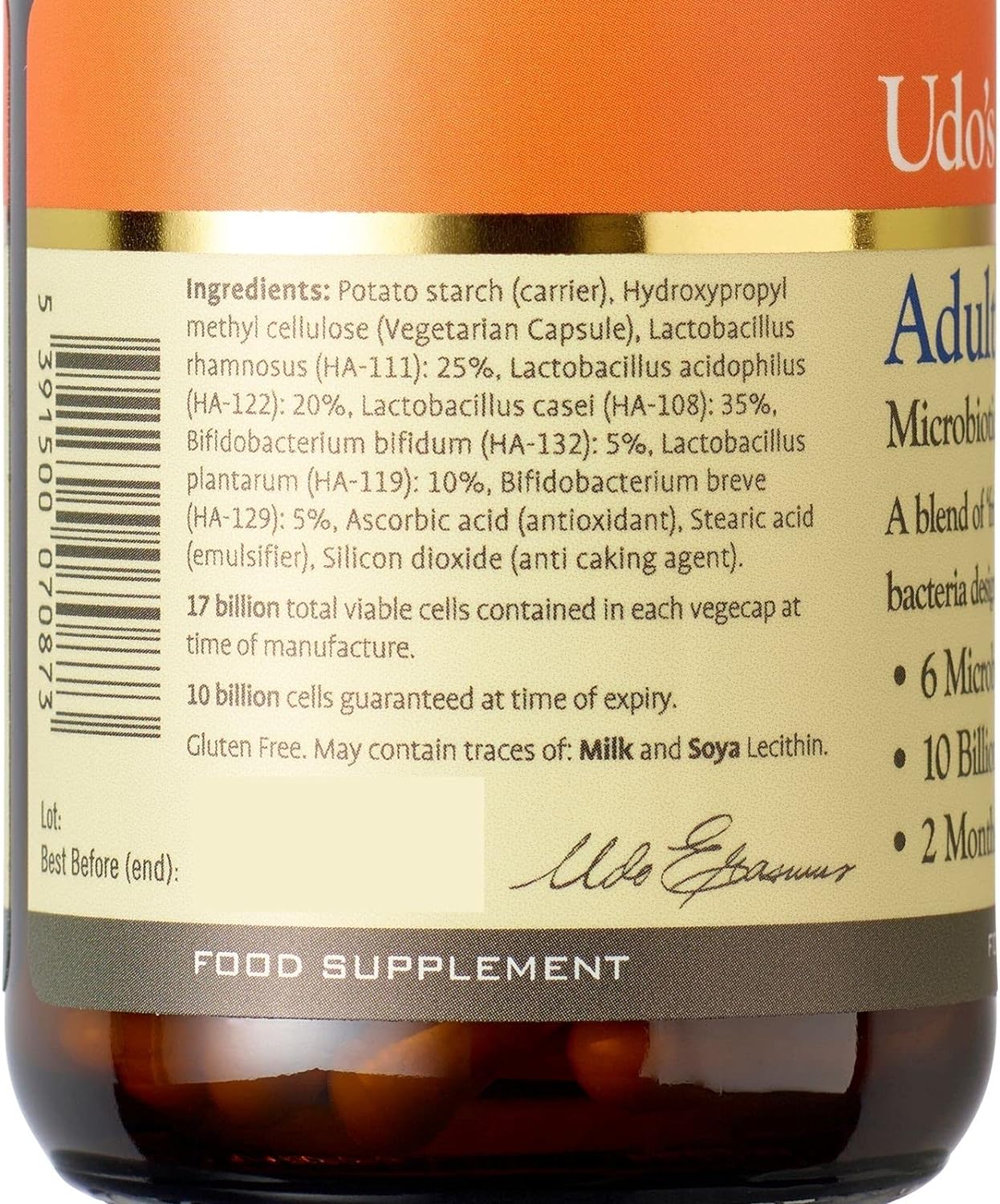 Udo's Choice Adults Blend Age Specific Probiotics - Lacto & Bifido Bac