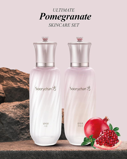 Sooryehan Ultimate Pomegranate (Skincare Set, 12.3 ) - Improved Skin Elasticity, Reduced Pores/Wrinkles & Gentle Exfoliation by LG Beauty. Collagen, Elastin, Vitamin C, Adenosine & Niacinamide