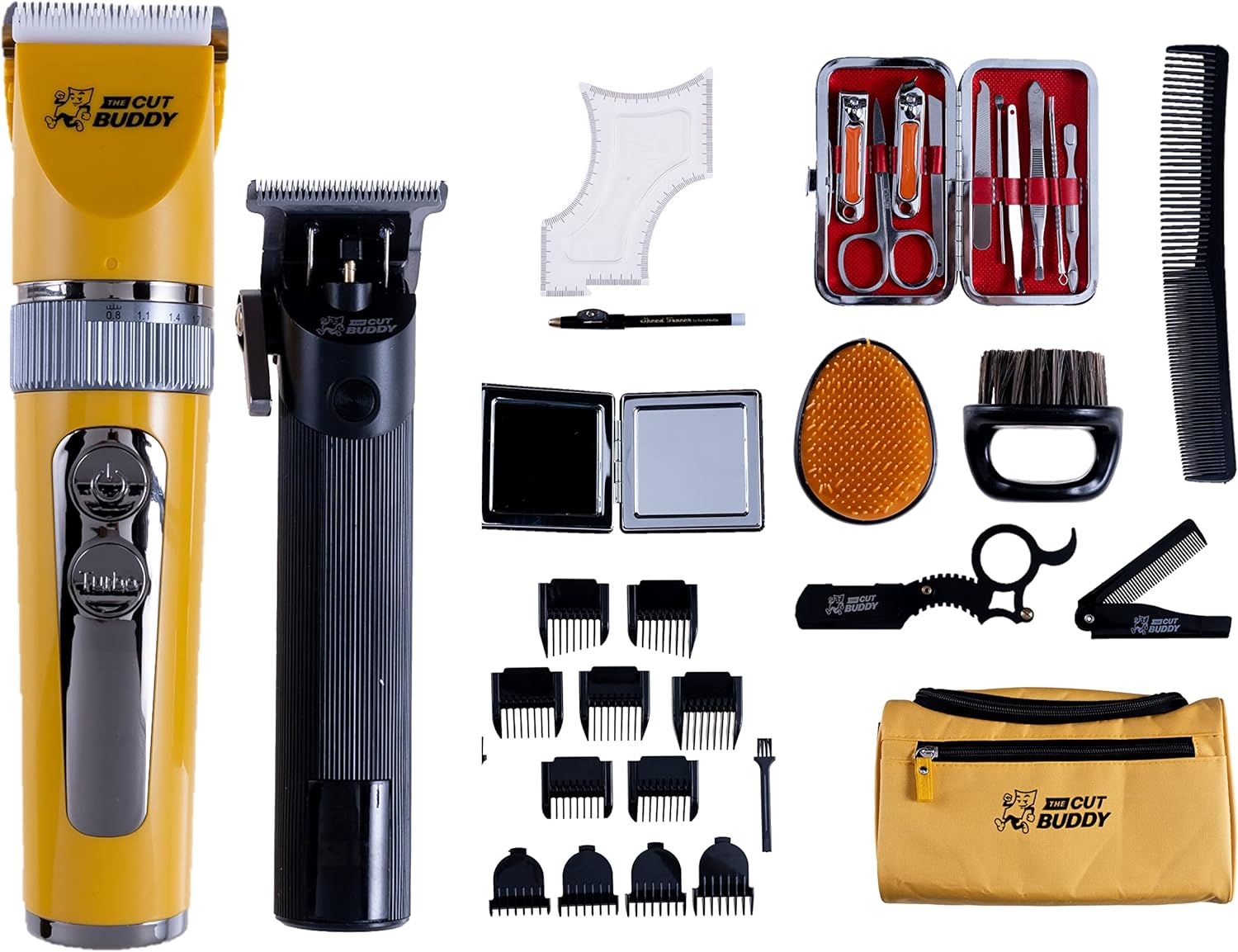 35-Piece Beginner Trimming & Clipper Kit | Hair & Facial Hair Cutting Set | Simple DIY Barber Kit for Men | As Seen on Shark Tank | The Cut Buddy