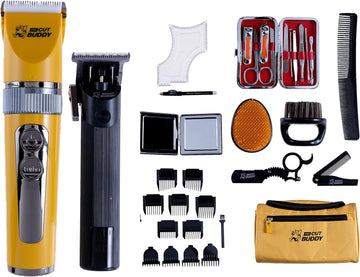 35-Piece Beginner Trimming & Clipper Kit | Hair & Facial Hair Cutting Set | Simple DIY Barber Kit for Men | As Seen on Shark Tank | The Cut Buddy