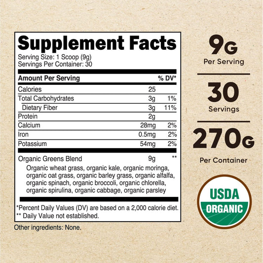 Nutricost Organic Greens Powder, 30 Servings - Superfood Powder, Certi