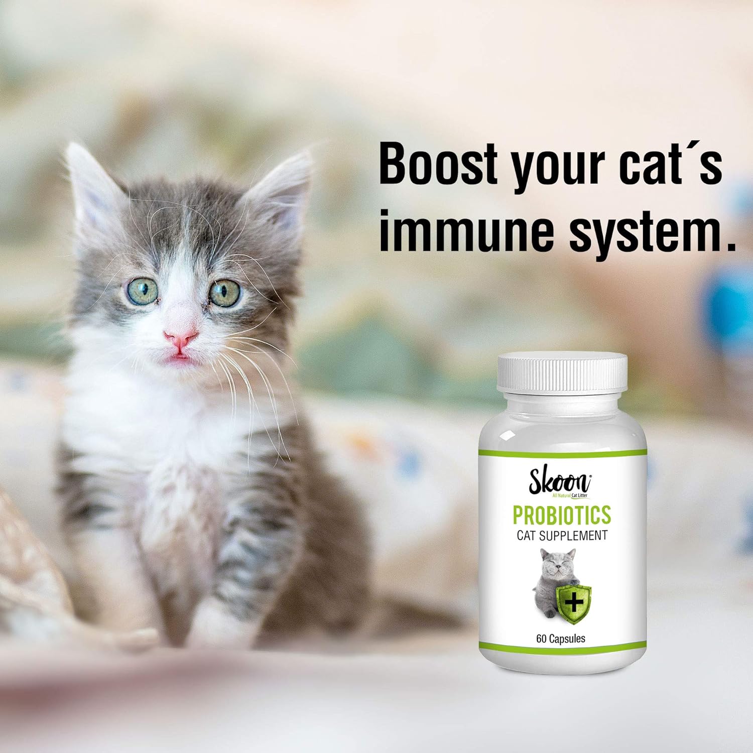 Skoon Probiotics Cat Supplement, 60 Capsules - Improves Gut 