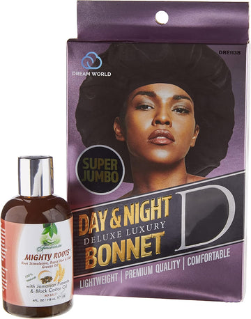 Fountain Mighty Roots Organic Edge Growth Treatment with Jamaican Black Castor Pimento Oil and Satin Cap For 3 Times The Growth 4 Ounces