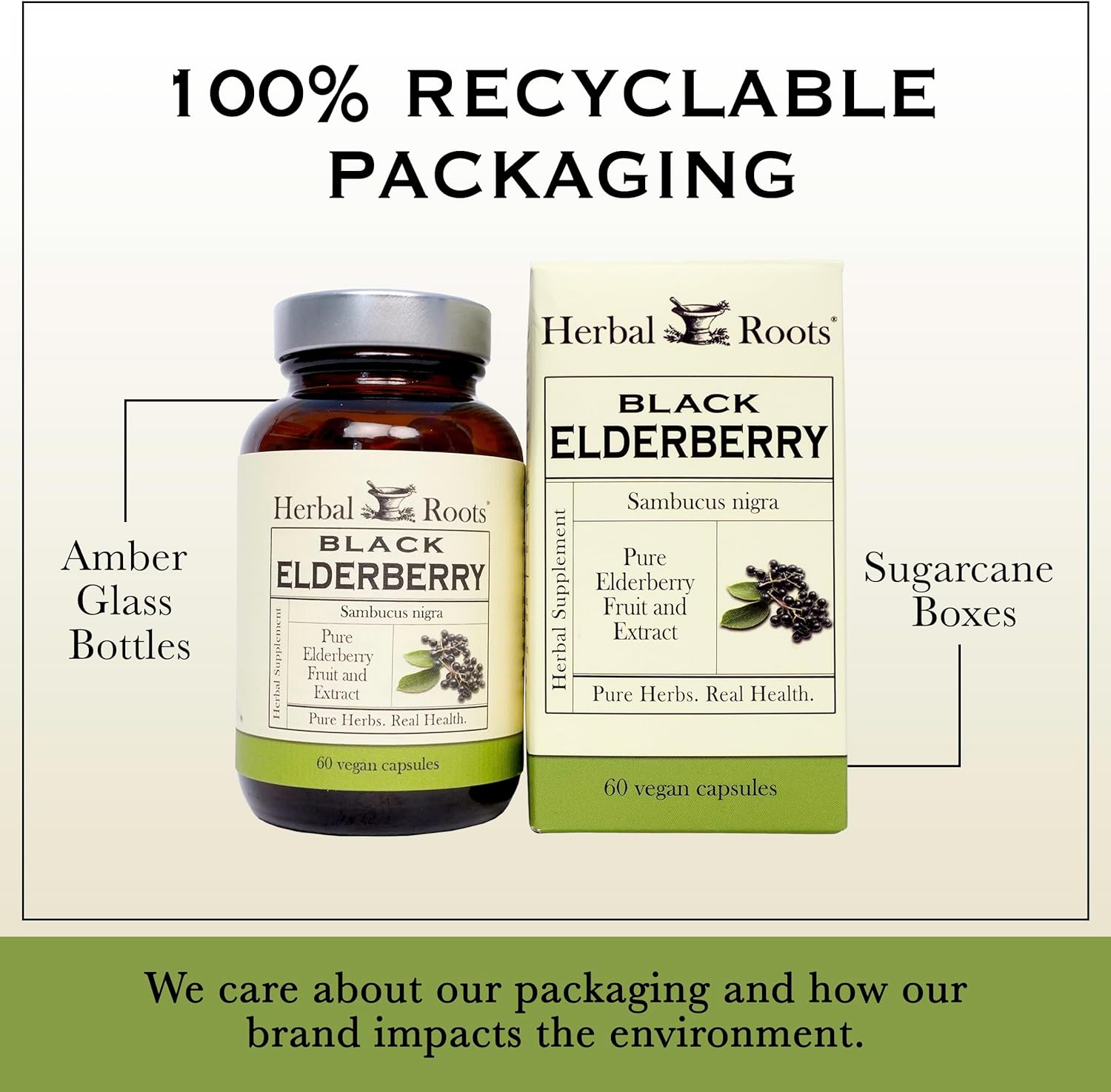Herbal Roots Black Elderberry Capsules | Max Strength 4,300mg | Made w