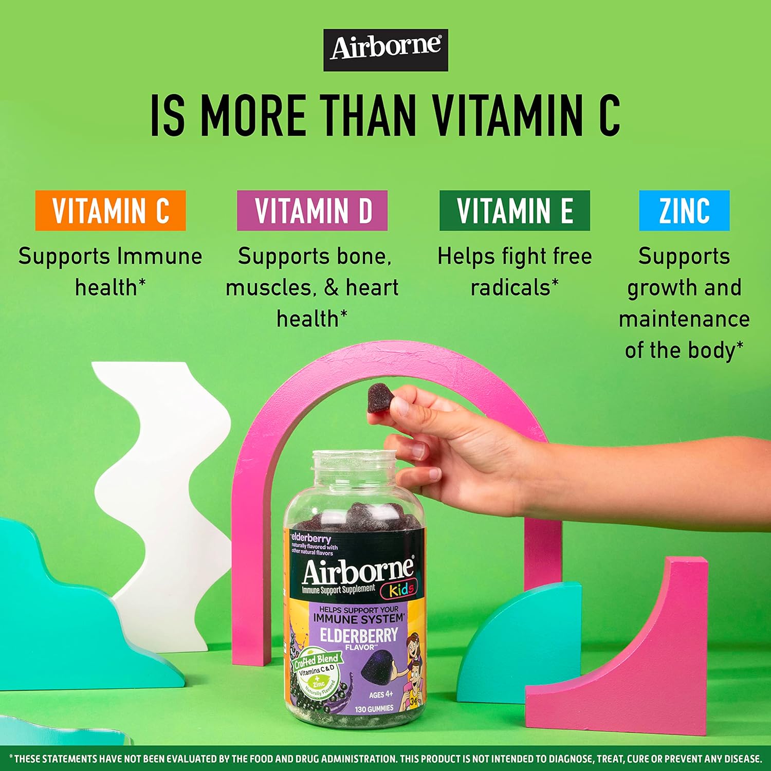 Airborne KIDS Elderberry + Zinc & Vitamin C Gummies, Kids Immune Suppo