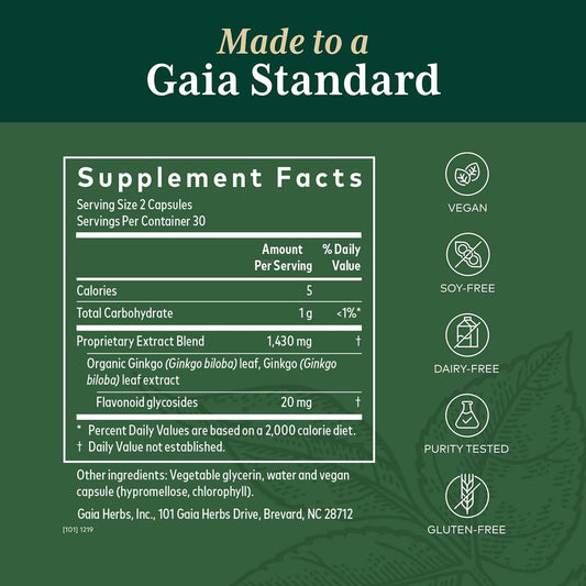 Gaia PRO Ginkgo - Blood Circulation & Brain Supplement - Cognitive Sup