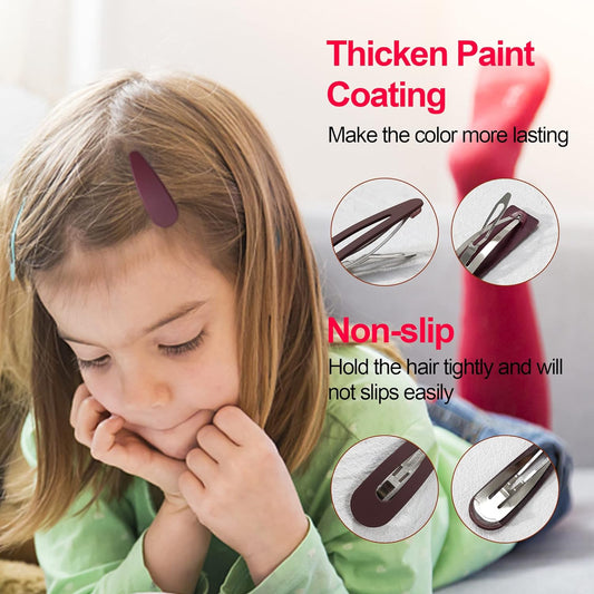 B.PHNE 20Pcs Matte Snap Hair Clip Barrettes for Girls women, No Slip Cute Solid Candy Color Hair Accessories Hair Pins (SnapClip20B)