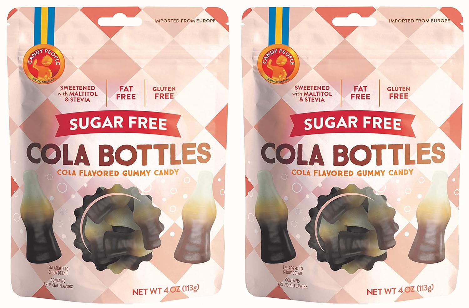 Candy People Swedish Candy Sugar-Free Cola Gummy Candy 4 Ounce – Fat Free and Gluten Free Cola Candy Sweetened with Stev