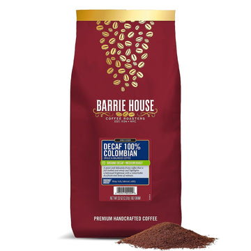 Barrie House Decaf 100% Colombian Single Origin Ground Coffee | Dark Roast | Full-bodied Flavor I 100% Arabica Coffee Beans I Bag