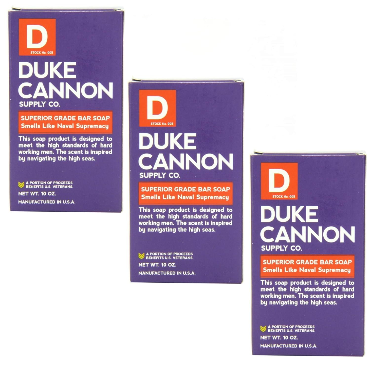 Duke Cannon Supply Co. - Big American Brick of Soap, Smells Like Naval Supremacy (3 Pack of 10 ) Superior Grade Masculine Scent Bar Soap Designed for Hardworking Men - Refreshing Ocean