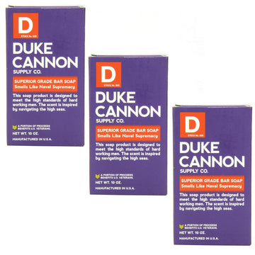 Duke Cannon Supply Co. - Big American Brick of Soap, Smells Like Naval Supremacy (3 Pack of 10 ) Superior Grade Masculine Scent Bar Soap Designed for Hardworking Men - Refreshing Ocean