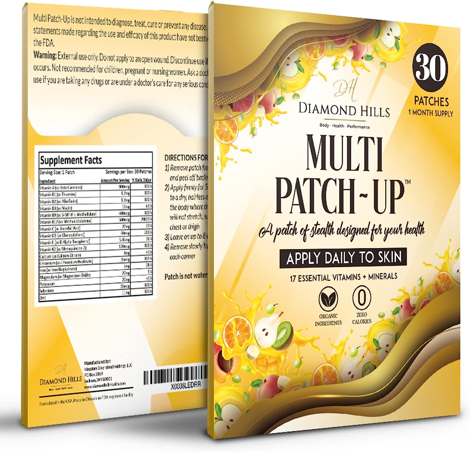 Diamond Hills Multi Patch-Up  30Ct Daily Patches  No Calories & Sugar Free