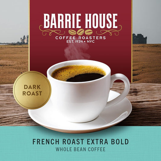 Barrie House French Roast Extra Bold Whole Bean Coffee | Premium Coffee | Dark Roast | Intensely Bold and Flavorful | Bag | 100% Arabica Coffee Beans