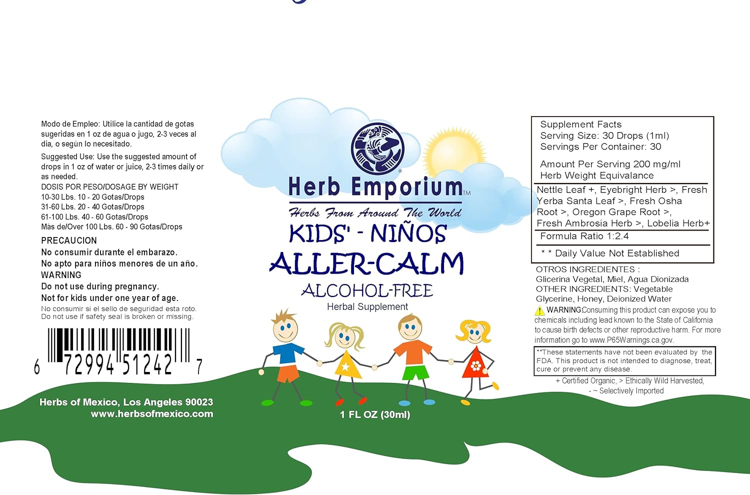 Herb Emporium Kid's Aller-Calm Extract,1 oz. (30 ml) Herbal 