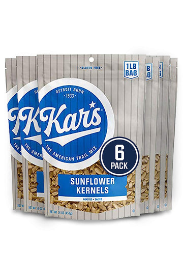 Kar's Nuts Sunflower Kernels Snacks - Roasted and Lightly Salted - Resealable Pouch (Pack of 6)