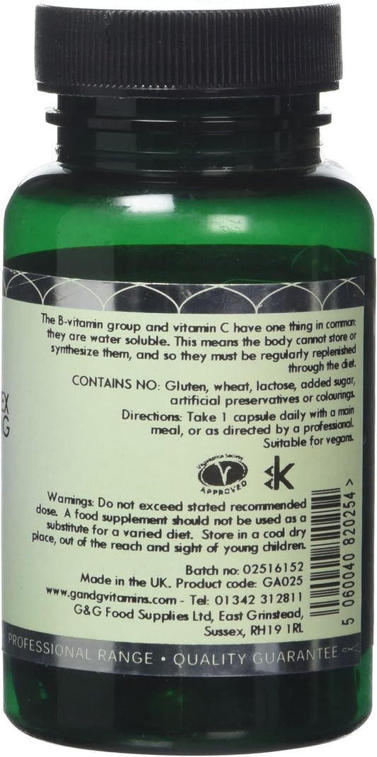 Vitamin B Complex & Vitamin C | 60 Vegan Capsules | Non-Acidic Vitamin60 Grams