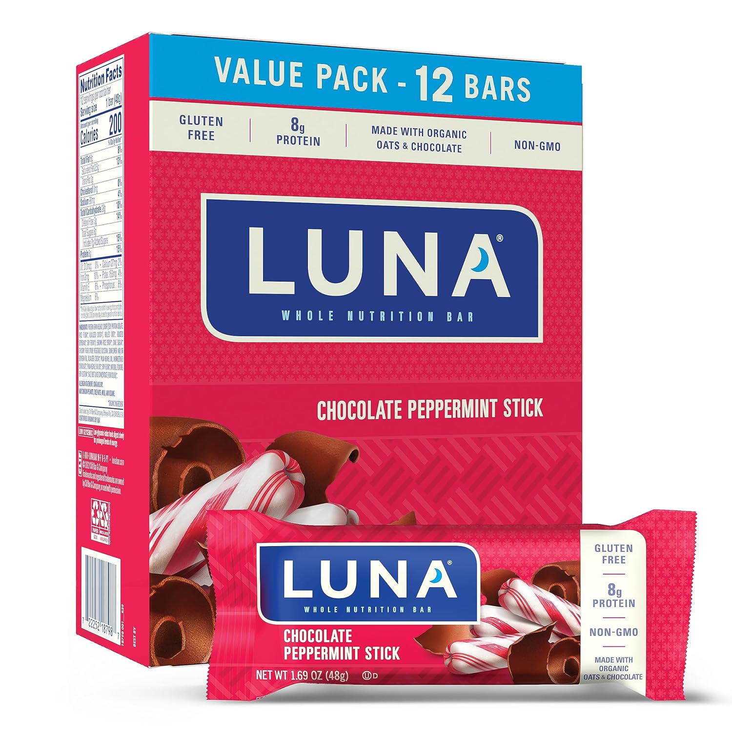 Luna Bar - Chocolate Peppermint Stick - Gluten-Free - Non-Gmo - 7-9G P1.46 Pounds
