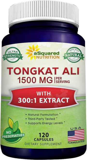 aSquared Nutrition Tongkat Ali 1500mg - 120 Capsules - Longjack (Eurycoma Longifolia) Extract Supplement & Long Jack Roo