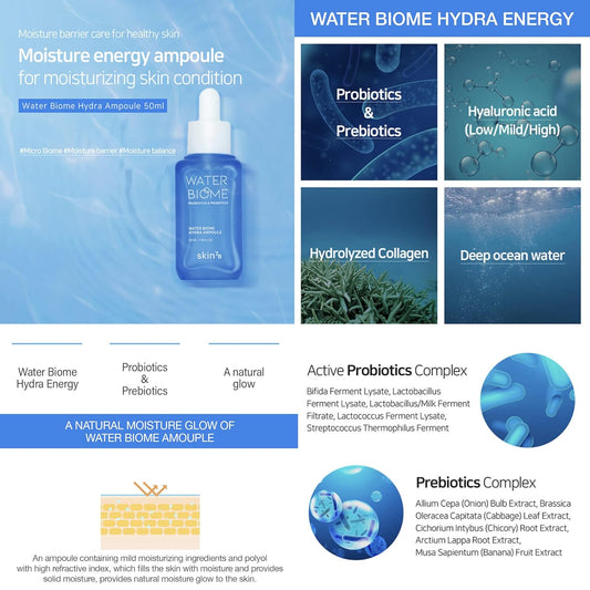 SKIN79 Water Biome Hydra Ampoule 50/1.69 . - Moisturizing Ampoule for Healthy Skin Hydrating Serum Korean Skin Care (Water Biome Hydra Ampoule)