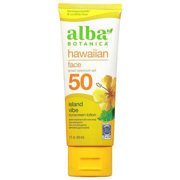 Alba Botanica Facial Sunscreen Lotion, SPF 50, Fragrance Free, 3  (Packaging May Vary)