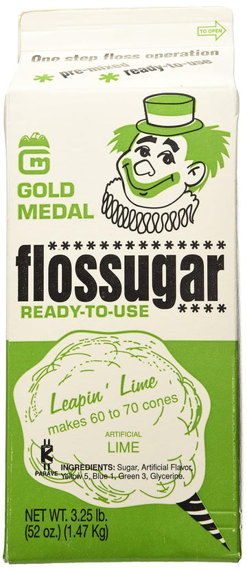 Gold Medal 3204 Lime Flossugar, 3.25 lb Carton