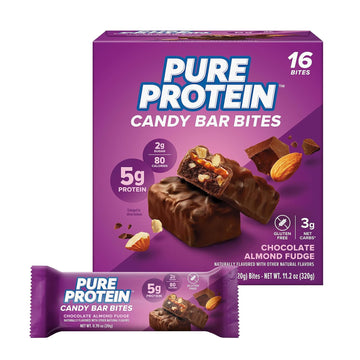 Pure Protein Candy Bar Bites, Chocolate Almond Fudge, 5g Protein, Glut13.12 Ounces